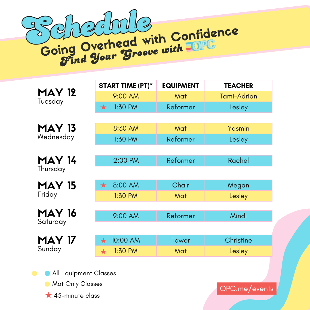SQ - Schedule of events Summer Camp 2024 - Schedule of Event Day 2 - Online Pilates Classes